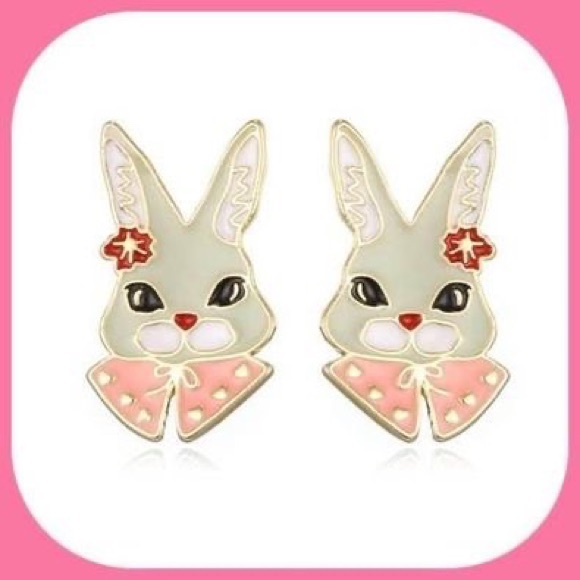 COPY - New Adorable Precious Easter Bunny Charlotte Enamel Stud Earrings - Picture 2 of 5